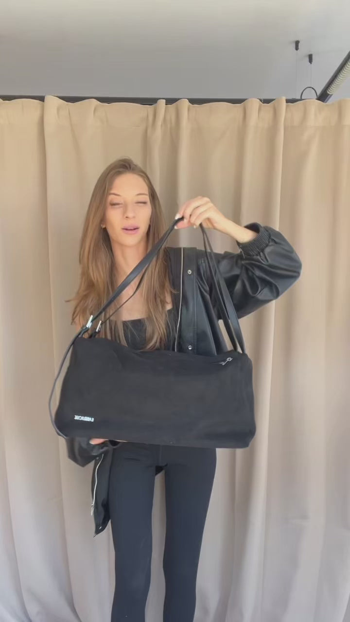 Carica e guarda video nella visualizzazione della galleria, Shopping bag a spalla SIDNEY - NERO SILVER
