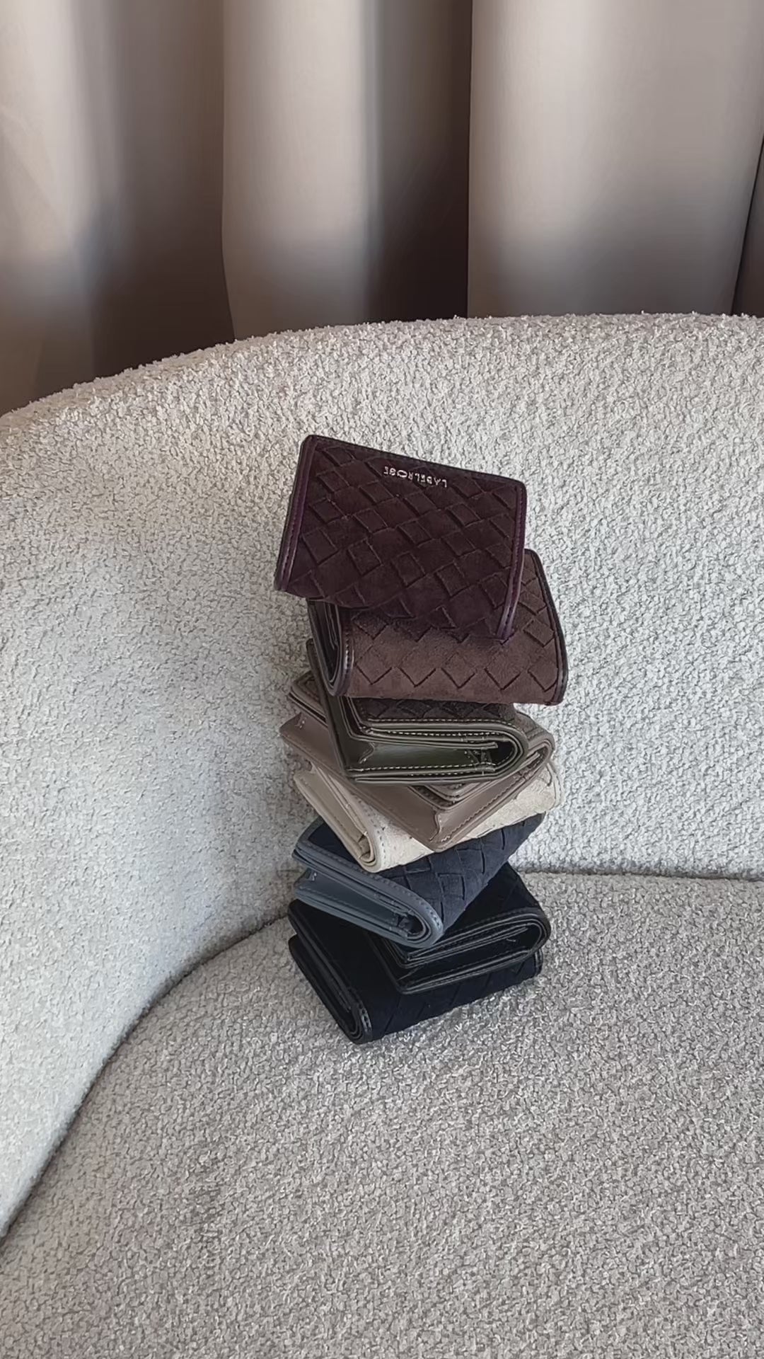 Load and play video in Gallery viewer, MEGAN WALLET FAUX SUEDE - BROWN
