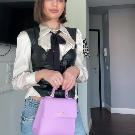 Load and play video in Gallery viewer, Crossbody bag ELISABETH MINI saffiano - LILAC
