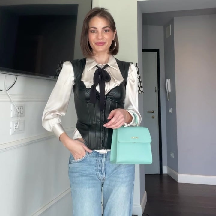 Load and play video in Gallery viewer, Crossbody Bag ELISABETH MINI Saffiano - EMERALD GREEN
