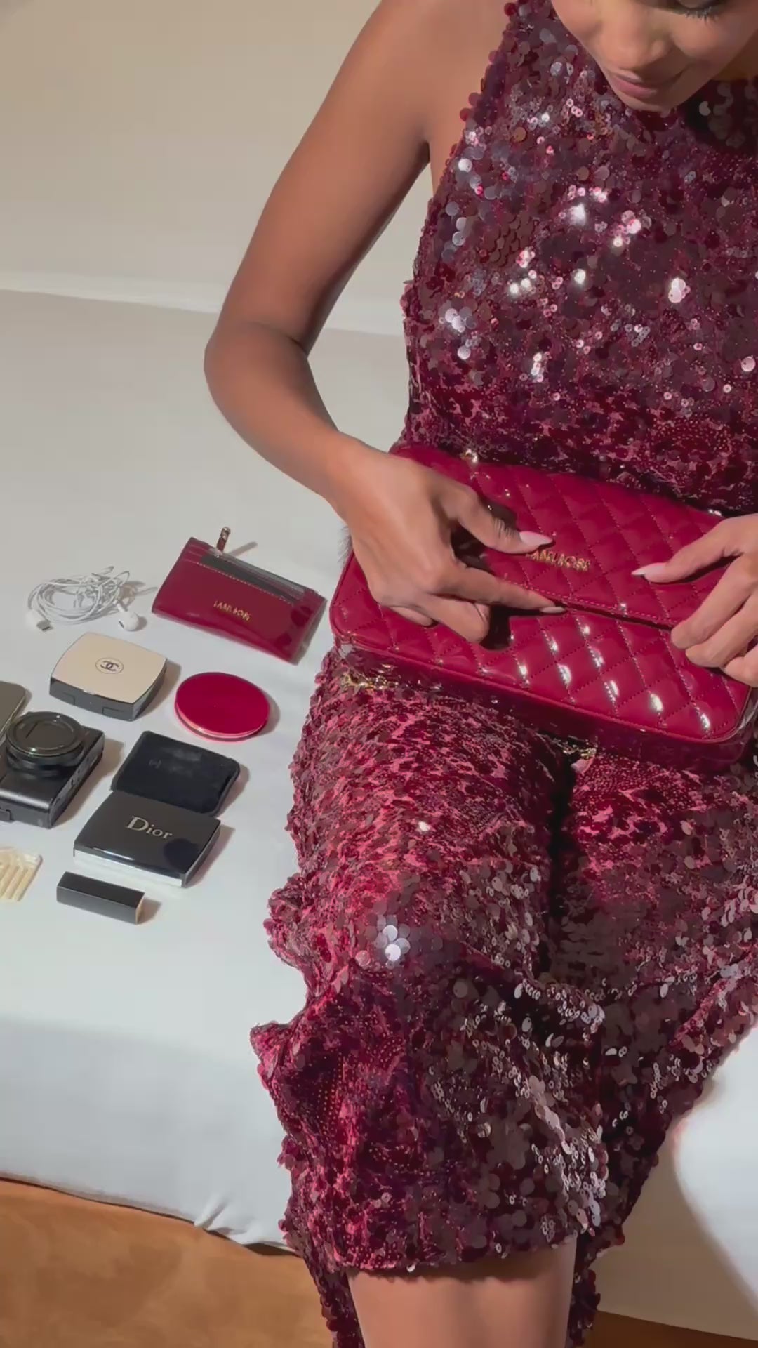 Carica e guarda video nella visualizzazione della galleria, Borsa a spalla KATE BIG - CHERRY
