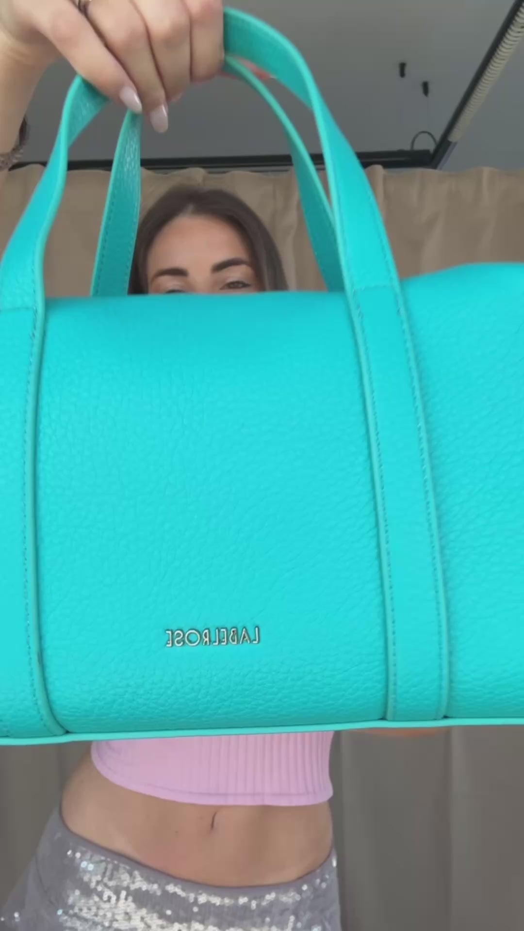 Carica e guarda video nella visualizzazione della galleria, Borsa bauletto ELLEN - TURQUOISE
