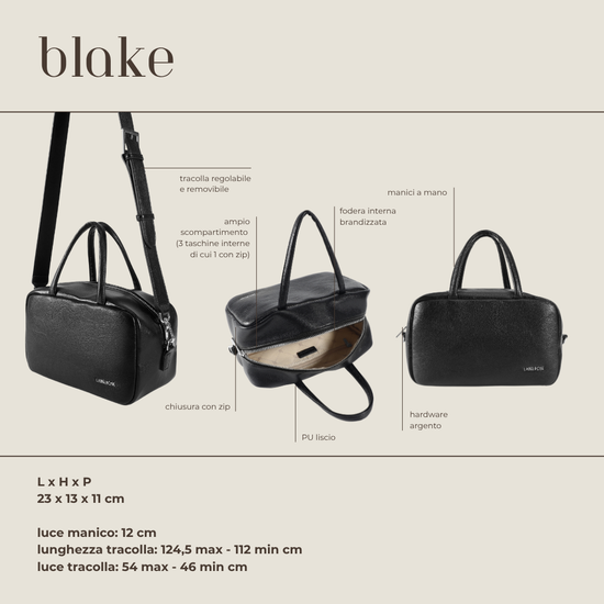 Bolso satchel BLAKE - NEGRO PLATA