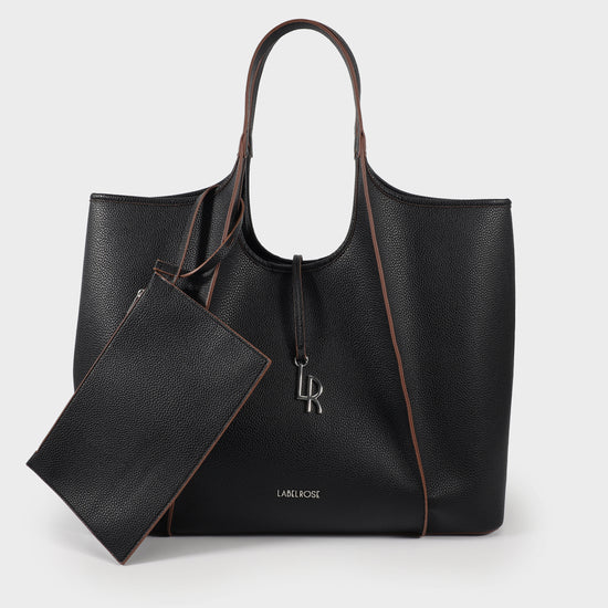 TAYLOR Shoulder Shopping Bag - BLACK SILVER