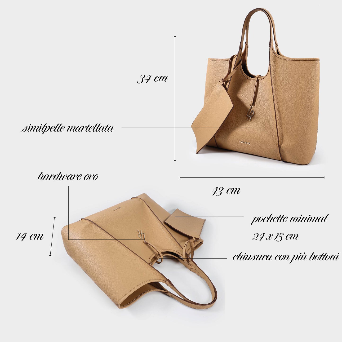 TAYLOR-CAMEL leatherette shopper bag