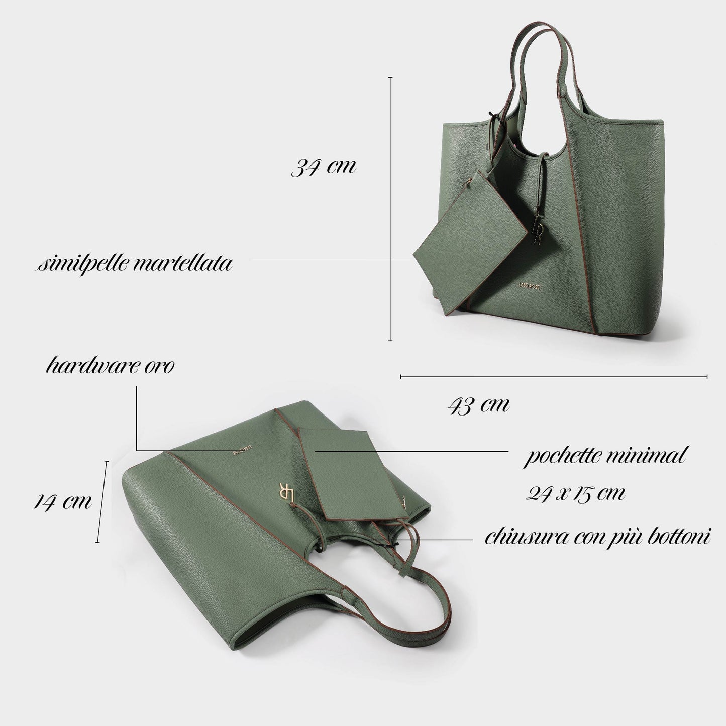 TAYLOR Shoulder Shopping Bag - GREEN