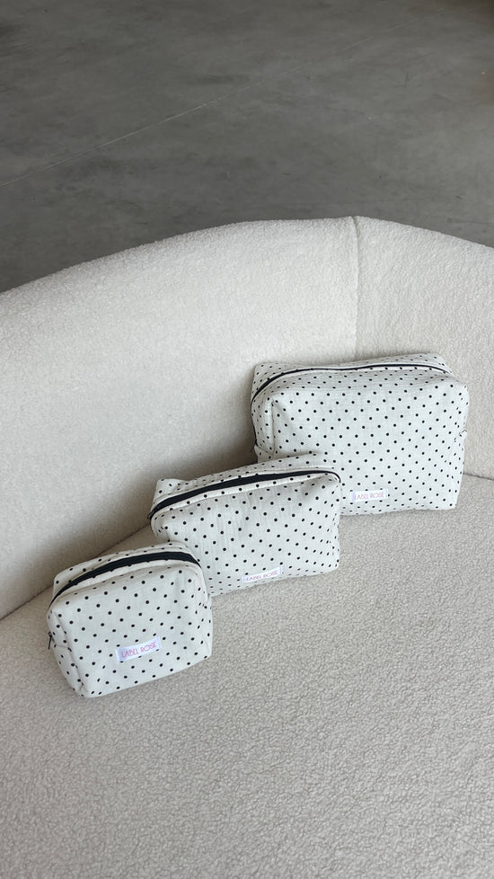 Fabric trousse with polka dots BIG - WHITE