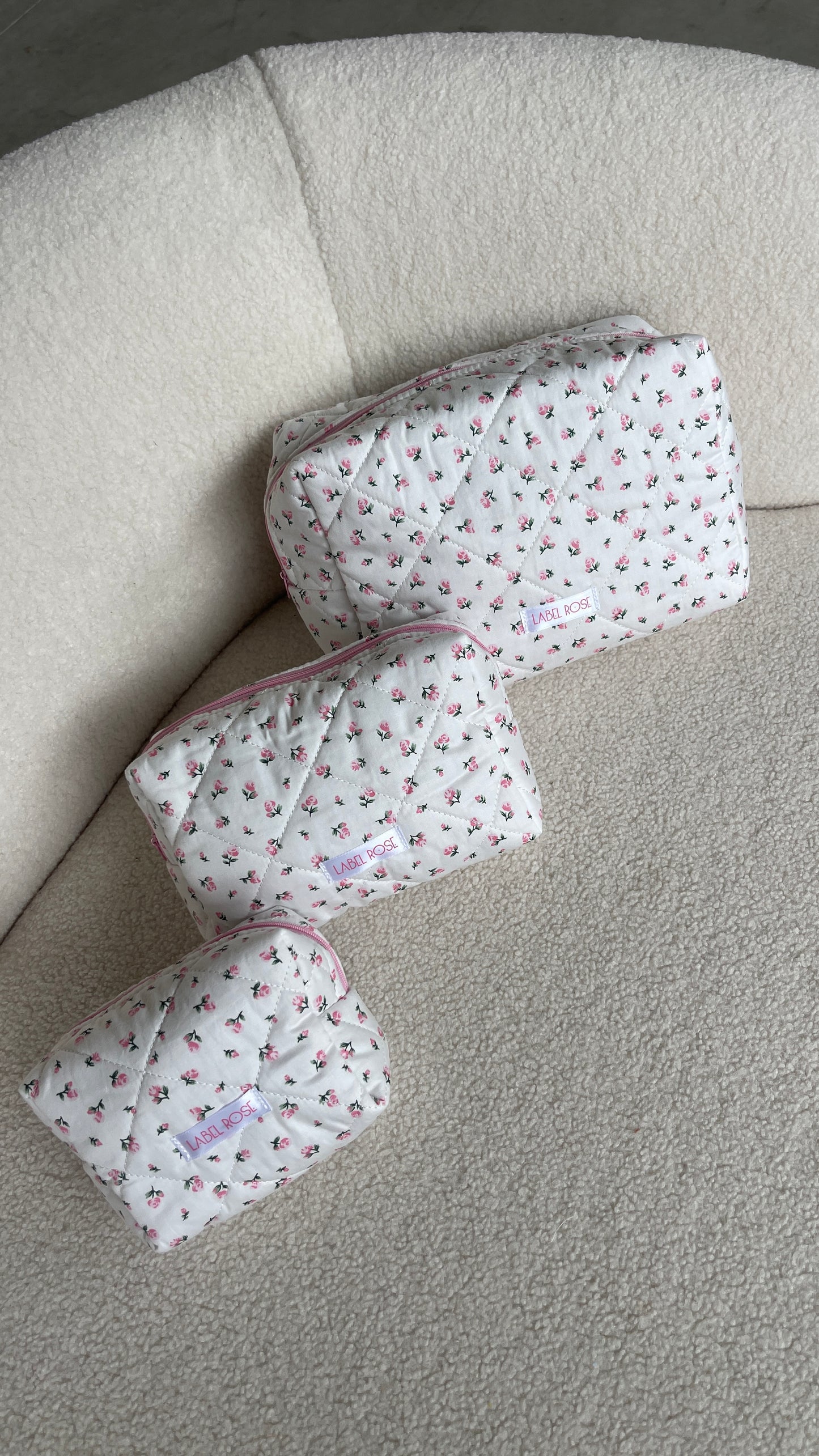 Fabric Trousse with roses SMALL - PINK