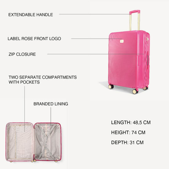 Shiny hold suitcase four wheels - FUXIA