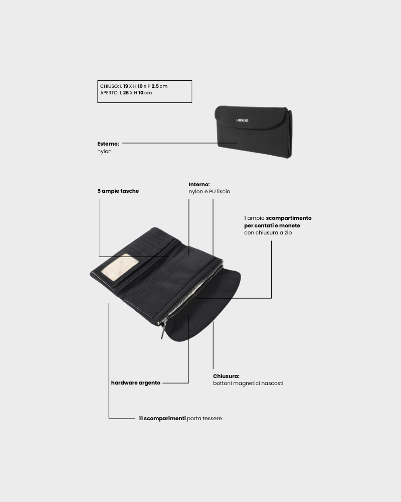 Portafoglio MOMMY WALLET - BLACK MOON SILVER